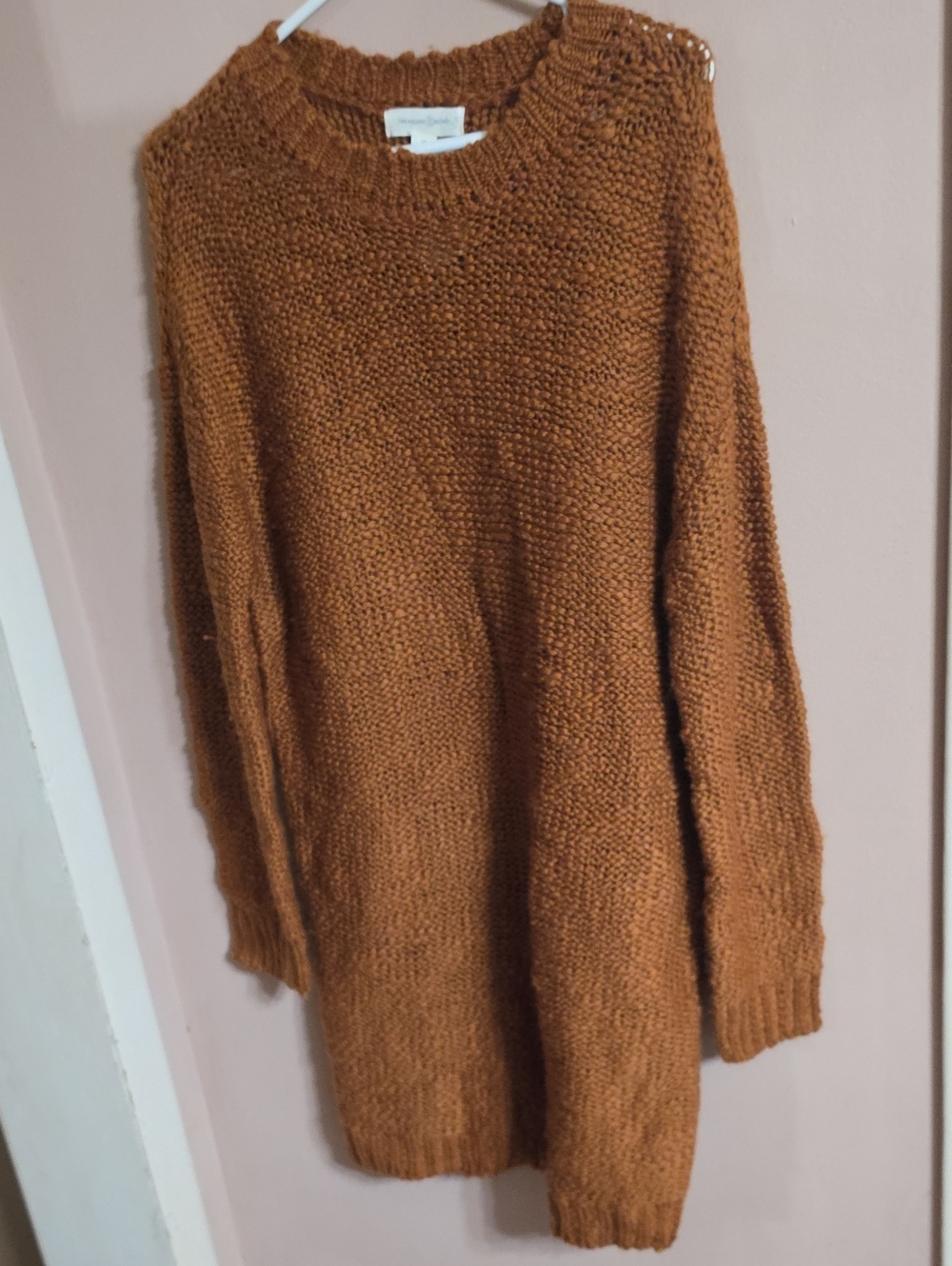 Treasure & Bond Chunky Crewneck Sweater Dress - Rust Brown